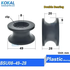 U 스타일 베어링 휠 트랙 가이드 휠 Ud8 608Z 698 볼 베어링 코팅 U 그루브 POM 도르래 휠 외부 48mm 4 개, 01 10개, 13 U8 49 28