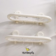 마크곤잘레스 무타공 투명 욕실선반, 일자선반(40cm) 2개, 1개