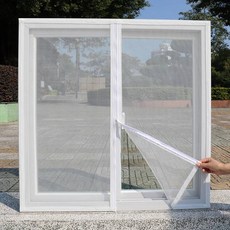 흰색 지퍼형 접착식 통기성 내구성 방충망 창문 스크린 (모기 곤충 방지), 11 height 90cm, White-width 90cm