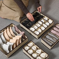 칸막이 부직포 속옷정리함 수납함 양말 정리함 보관함 6칸 DD-10100, 1개, 아이보리