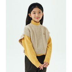 LEE 키즈 케이블 니트 루즈핏 숏 베스트 베이지 LK2404KT74BE