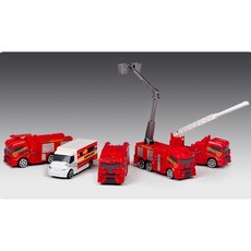 아동자동차완구 구조차량세트 소방차 플라모델 컬렉션 프라모델 입체모형, 1개, 레드+화이트