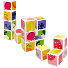 유아센터 창의교구 과일그림 자석큐브 매칭놀이 4p/ 유아기관 엄마랑퍼즐놀이 판퍼즐, 4피스, 1개