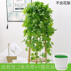仿真綠蘿客廳掛墻綠植 壁掛植物裝飾 垂吊假花藤 條室內藤蔓吊蘭吊籃, 桔色 盆栽爬山虎, 1個