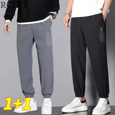 RCLET 1+1 남성 여름 얇은 쿨링 스트링 스판 조거 바지 빅사이즈 캐주얼 트레이닝 바지