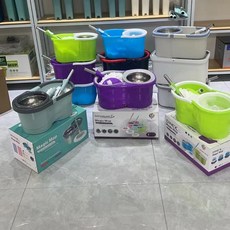 懶人旋轉拖把桶 免手洗乾濕兩用 帶輪 不鏽鋼甩幹, 卡其 多發1個拖把頭, 1個