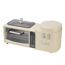 다기능 아침 식사 메이커 프라이팬 가정용 전기 오븐 밥솥 토스터기 샌드위치 4 인 1, 화이트 + 터치스크린예약