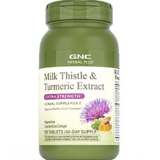 GNC 밀크 시슬 & 강황 추출물 엑스트라 스트렝스 60데이 타블렛, 1개, 120정