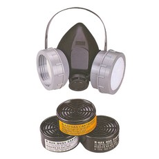 雙罐半罩式防毒面罩，含活性碳濾罐，工安防護, 1個