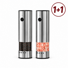 JYO 1+1 전동 자동 소금 후추 그라인더 스테인리스 굵기 조절 c타입 충전식, 2개, 30ml