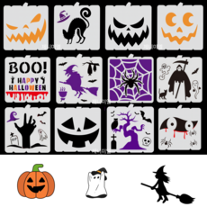 제니미엘 DIY 스텐실 도안 할로윈 마녀 호박 유령, 1개