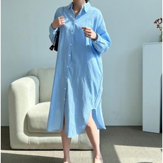 여성 오버핏 빅사이즈 임부복 무지 롱 셔츠 원피스