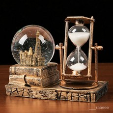 沙漏水晶球 聖誕節禮物 男生朋友/閨蜜/情侶/老師畢業禮物, 復古銀色鐵塔閃燈,普通家用包裝