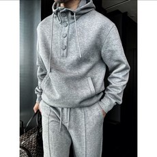 COSYEVNO 남성 트레이닝 세트 겨울 와이드 심플 캐주얼 패션 빅사이즈 후드+바지 2종 세트 CXJtzn-04