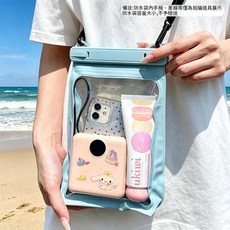 大容量防水手機袋 適用於多種設備 觸控拍照 海邊游泳必備, 波浪款 | 清新藍 水下觸屏 高畫質拍照 內建隔層, 1個