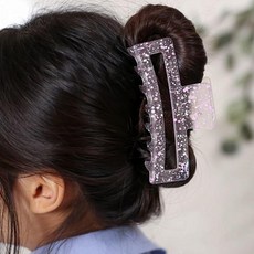 반투명핑크 페인팅 집게핀 대왕 엔젤슈슈 꼬임