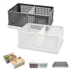 접이식 그릇 2개 세트 캠핑용 플라스틱 뚜껑이 있는 도시락 샌드위치 점심 과일용 재사용 구획이 휴대용, 접이식 그릇 2개 세트 캠핑용 플라스틱 뚜껑이 있는 도