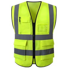 하이라이트 반사 트리플 라인 메쉬 안전조끼, 그린, 1개