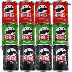 프링글스 12개 모음 버라이어티 팩 x 3가지맛 (오리지널 53g x 4개 양파맛 53g x4개 매운맛 53g x4개), 1세트