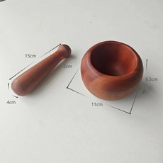 實木搗蒜缽，手動研磨，老式家用搗碎器, 1個, 實木製作桃花芯搗蒜罐【大號】無漆無蠟