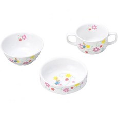 OGISO (おぎそ) Peter Rabbit Natural Garden 3-Piece 세트 of Strengthened Porcelain Tableware (Dishwasher, Fleur