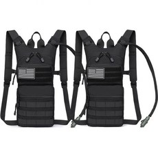 ATBP Insulated 워터 하이드레이션 팩 백 3L TPU Bladder 택티컬 Molle 백팩 for 하이킹 싸이클링 러닝, Black 2 Packs