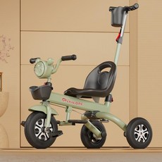 다기능 세발자전거 삼륜 접이식 음악 손수레 자전거, 1개, 7. 푸시 그린