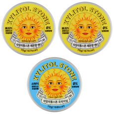 자일리톨 스톤 무설탕 캔디 (레몬향+ 레몬향+ 오리지널), 70g, 3개