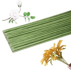 Yeencheer 2 Gauge Green Floral Wire Stems - 60 Pack Flower Stems Floral Stem Wire for Paper Wrapp