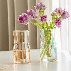 유리 화병 클리어 북유럽 홈데코 인테리어 화병 테이블 작은 거실 공예품 장식품 소품, 오로라