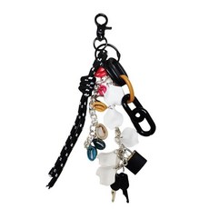 Hongvarey 여성용 귀여운 키체인 참 키체인 펜던트 지갑 핸드백 백팩 패션 가방 액세서리 비즈 체인 블랙 레드 스몰