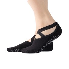 HOSKUS 皮拉提斯襪子防滑蝴蝶結襪子 黑色 3雙