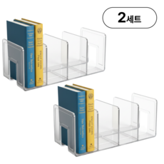 멜로우앤코 책상 북엔드 책꽂이, 4단, 투명