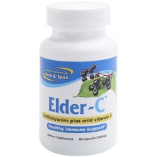 North American Herb&Spice Elder C 500mg 花青素加野生維生素C膠囊, 60顆, 1罐