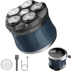 대머리 남성용 전기 헤드 면도기 6D 유연 자석 탈착식 칼날 습식 및 건식 방수 해골 무선 USB-C 충전식, Blue