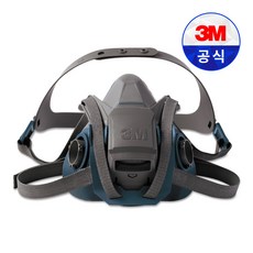 쓰리엠 반면형 양구형 방독마스크 6502QL, 1개, Gray + Teal