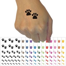 Paw Prints 페어 개 고양이 임시 타투 방수 가짜 바디 아트 세트 컬렉션 - 블랙 (한 장)