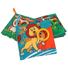 兒童布書 猜猜布書躲貓貓布書 啟蒙早教 松鼠 獅子 恐龍 貓頭鷹 圖書 撕不爛 布書 bb叫 搖鈴 多功能, 猜猜 獅子