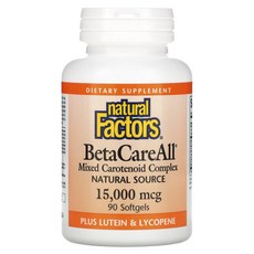 Natural Factors BetaCareAll 15000mcg 소프트젤 90정, NaturalFactorsBetaCareAll15000, 1개