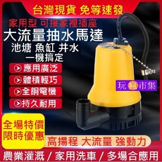 家用型 大流量抽水馬達 適用於池塘、魚缸、井水, 1個, 抽水馬達1組(110V-220V插座)