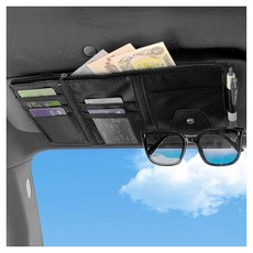 OFBAND 선글라스 오거나이저 가죽 액세서리 바이저 자동차 홀더가 카드 있는 티켓 내부, 블랙.
