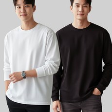 [남여공용] 특양면100% 루즈핏 오버핏 도톰 20수 라운드 무지 긴팔티셔츠 블랙 화이트 쭉티 레이어드