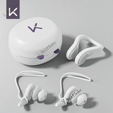 【熱賣款】新款防水防掉帶繩硅膠防水遊泳耳塞防嗆鼻夾兒童洗澡裝備套裝, 杜-水晶白鼻夾耳塞游泳套裝, 1個