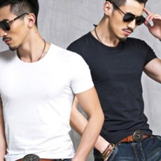 남성 무지 반팔 반팔 셔츠 티 오버핏 면 티, 블랙, L