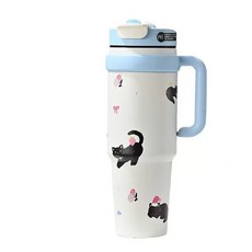 YAPOGI 대용량 진공 보온보냉 316 스텐 텀블러 + 빨대 + 손잡이, 1개, 1L, 블루