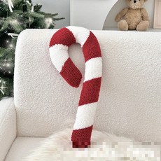 DZER 크리스마스 인테리어 장식 쿠션 귀여운 캔디 디자인 베개 포근한 플러시 원형 소파 등받이, 50*20cm, D