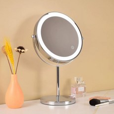 LED 높이조절 화장대 대형 조명거울 확대경 접이식, 10 실버 직선봉 5 거울 직경 25cm