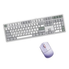 한성컴퓨터 유무선 저소음 기계식 키보드 마우스 세트, 메탈화이트 + 퍼플하트, GK798PRO 딥블루 뽀송 38g + M5 Nano, 일반형