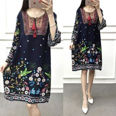 棉綢連衣裙文藝復古民族風女裝裙子泰國風a字裙棉質連衣裙夏, 均碼