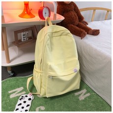 트렌디한 학생 단색 위한 백팩 부드러운 남녀 소녀들을 대학생을 대용량 심플하고, YELLOW